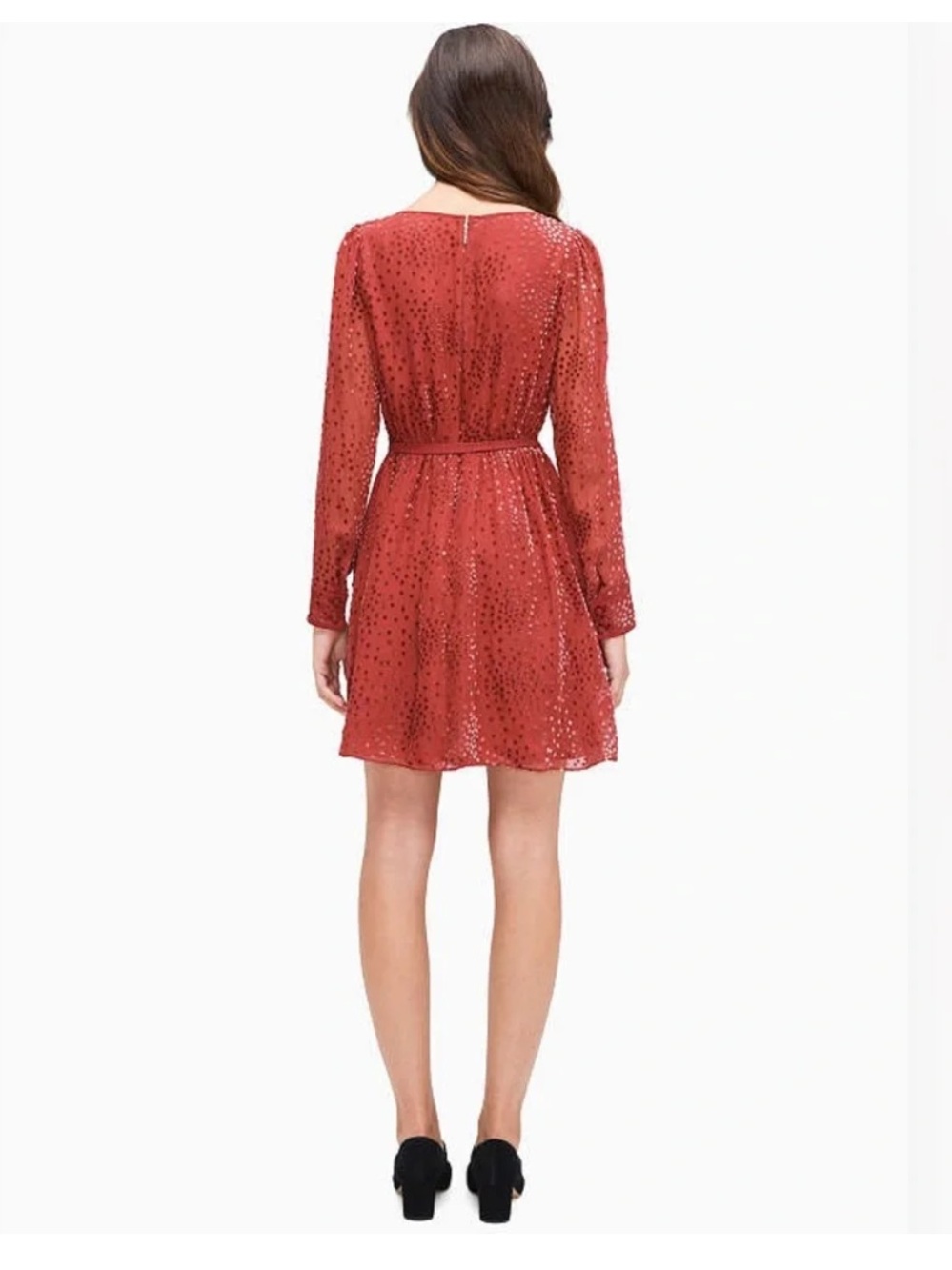 Kate Spade Maroon Festive Confetti Devore Long-Sleeve Mini Dress Size 6 - Picture 10 of 12
